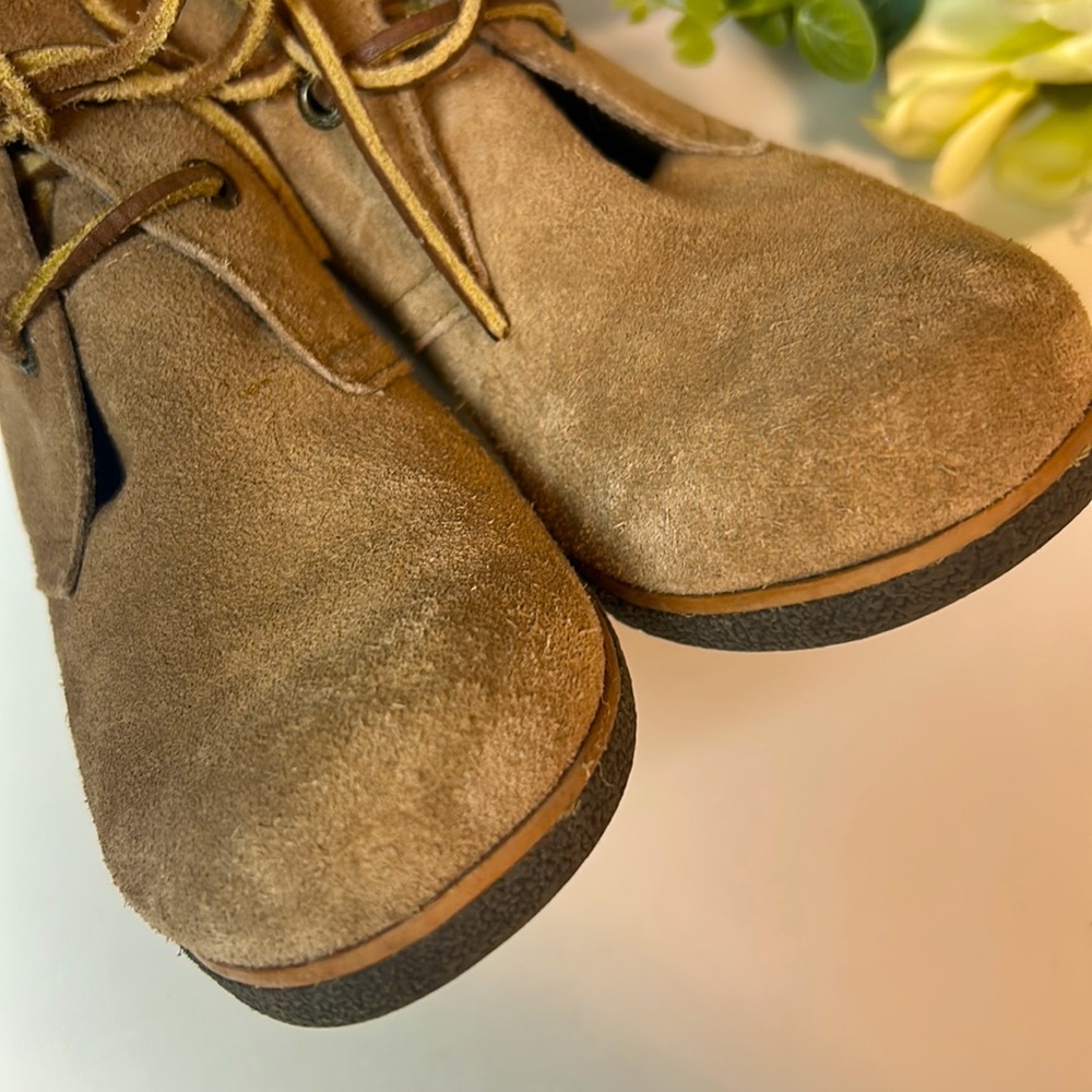 SPERRY Stella Wedge LEATHER Tan Ankle BOOTIES Size 7.5 - Picture 5 of 9